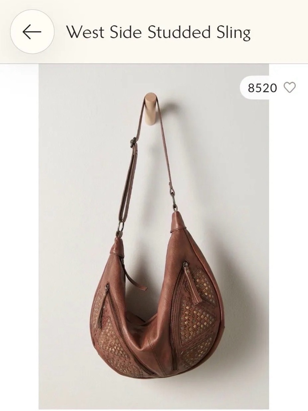 Free people West Side Studded Sling Shoulder Bag - Brown